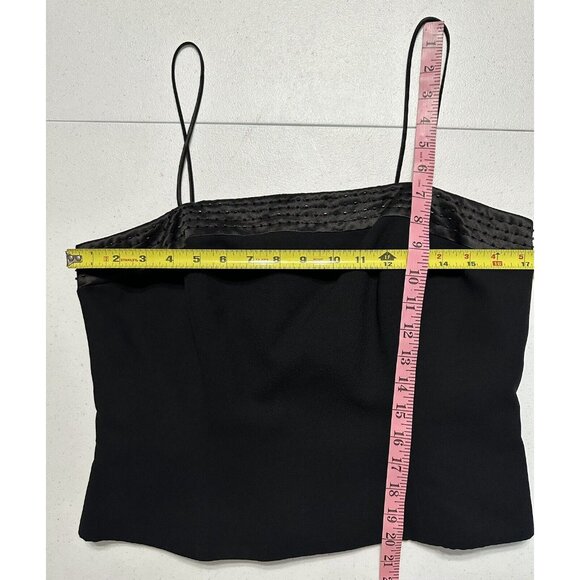 JS Collections Solid Black Spaghetti Strap Boning Beaded Lined Dressy Top Sz 10 - Picture 5 of 7